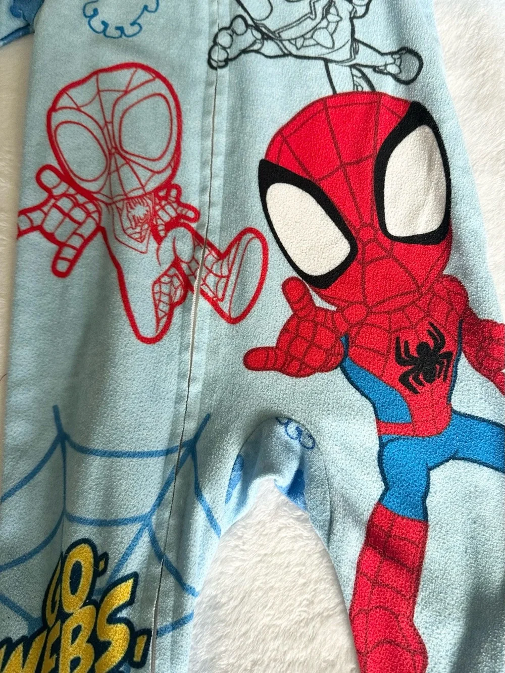 Marvel Spider-Man Red & Light Blue Kids Footed Pajamas